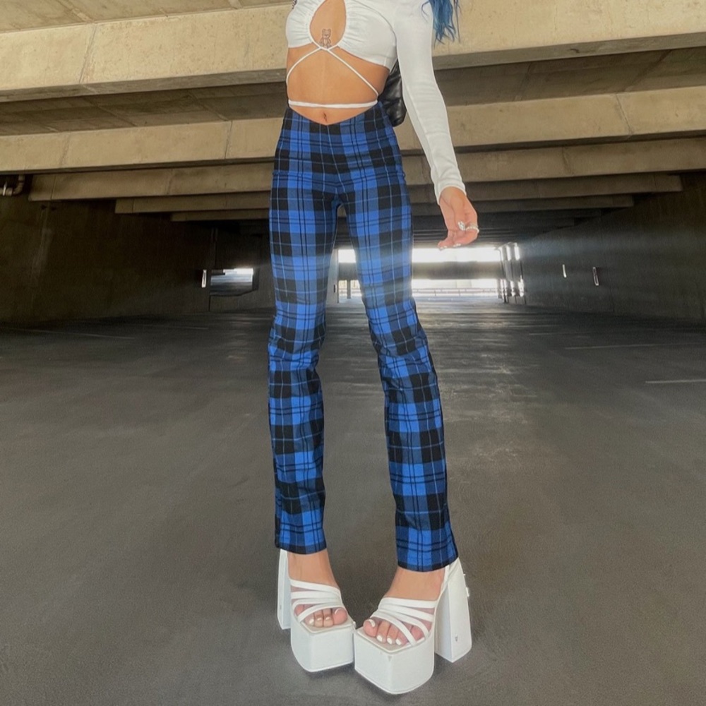 Princess Polly blue plaid plants